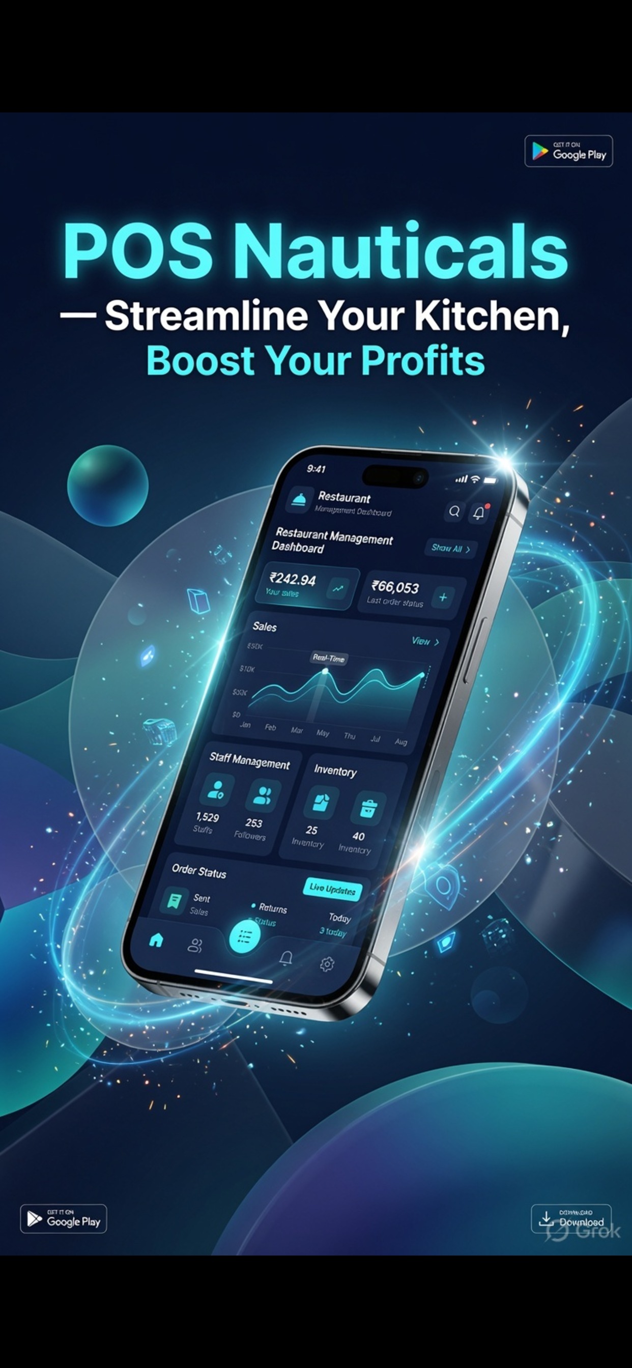 Nautical kitchen and profit dashboard